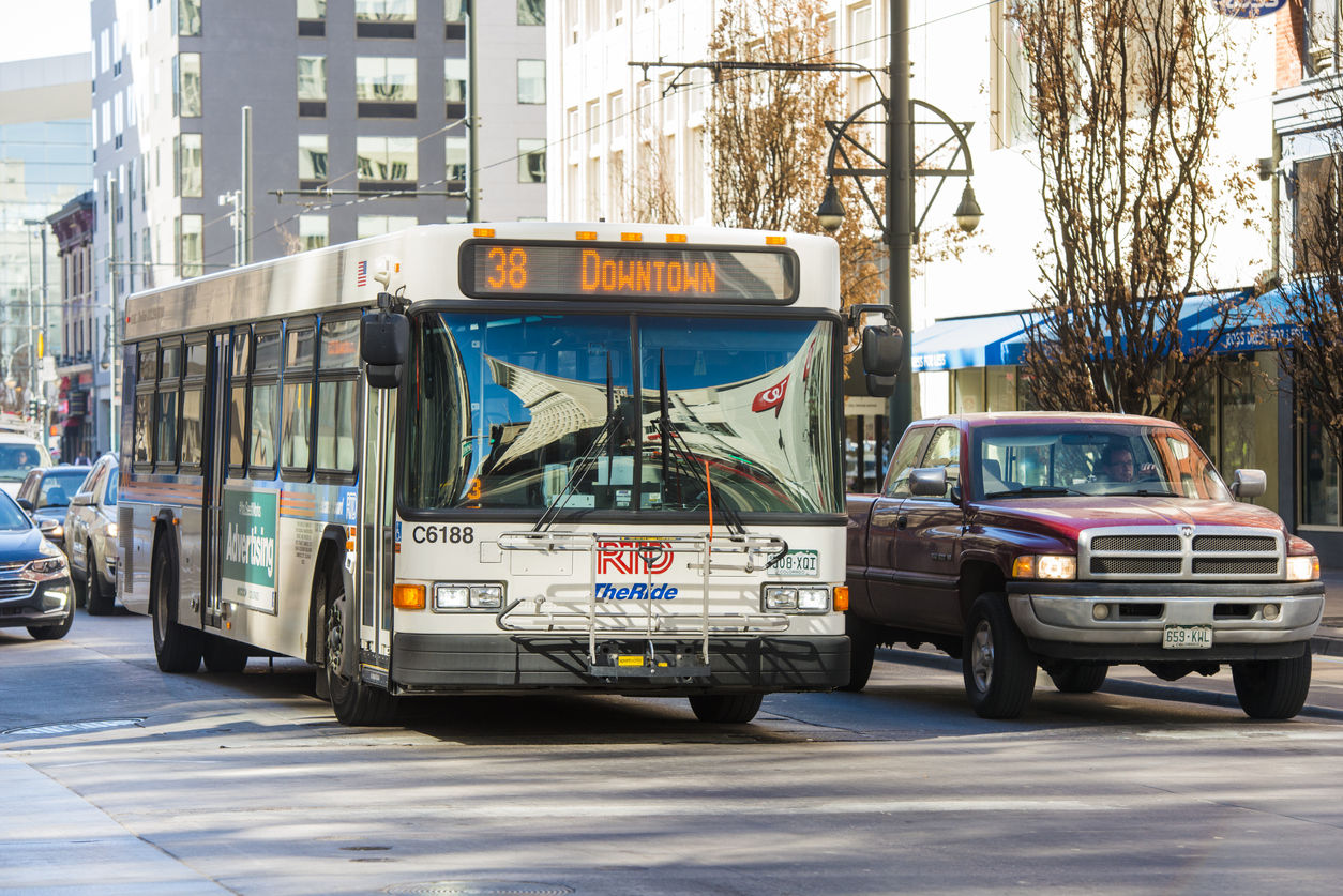 Public Transportation Bus Driving Downtown Denver Colorado (copy)